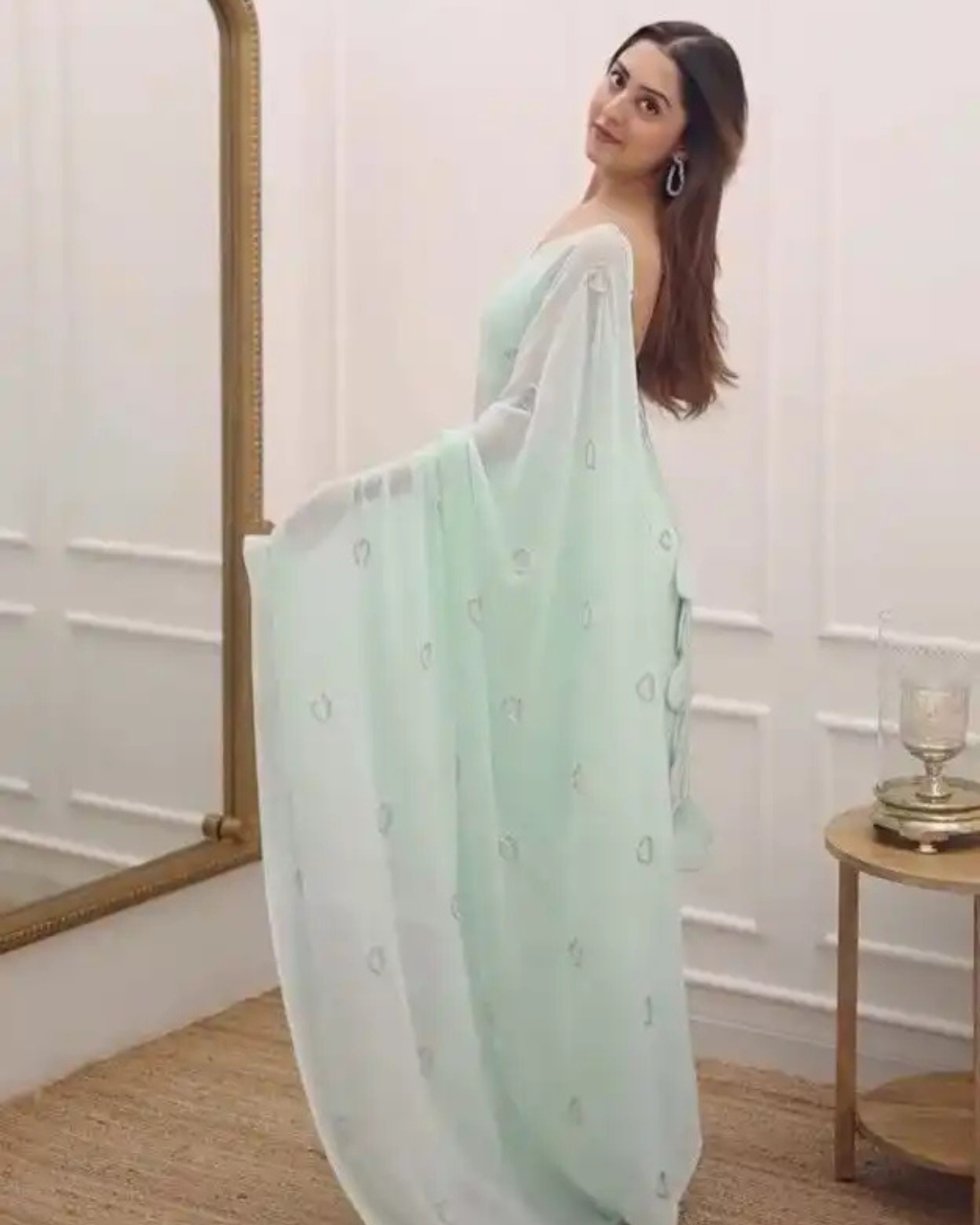 Light Blue Georgette by Icultuers For Party Wear.
