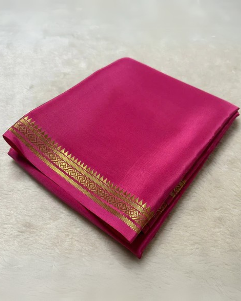 Pink Mysore Silk Zari Work by Icultuer