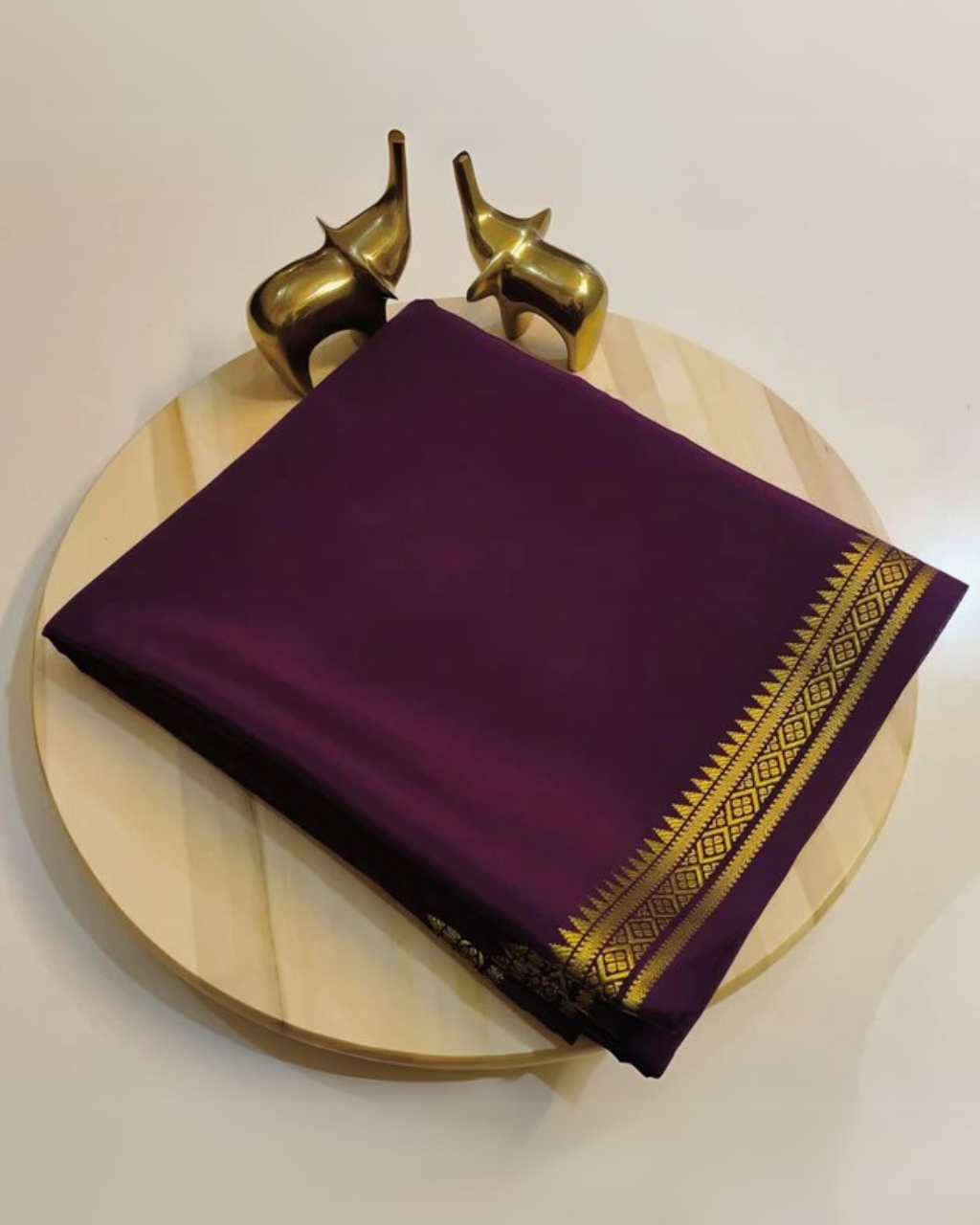 Dark Purple Mysore semi silk Fancy Border by Icultuer