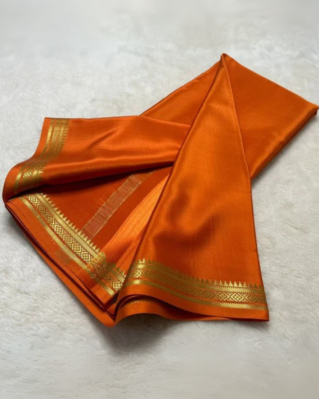 Orange Soft Silk Zari Border Fancy by Icultuer