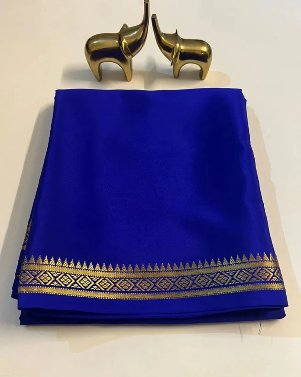 Blue Mysore Silk by Icultuer with Fancy Zari Border