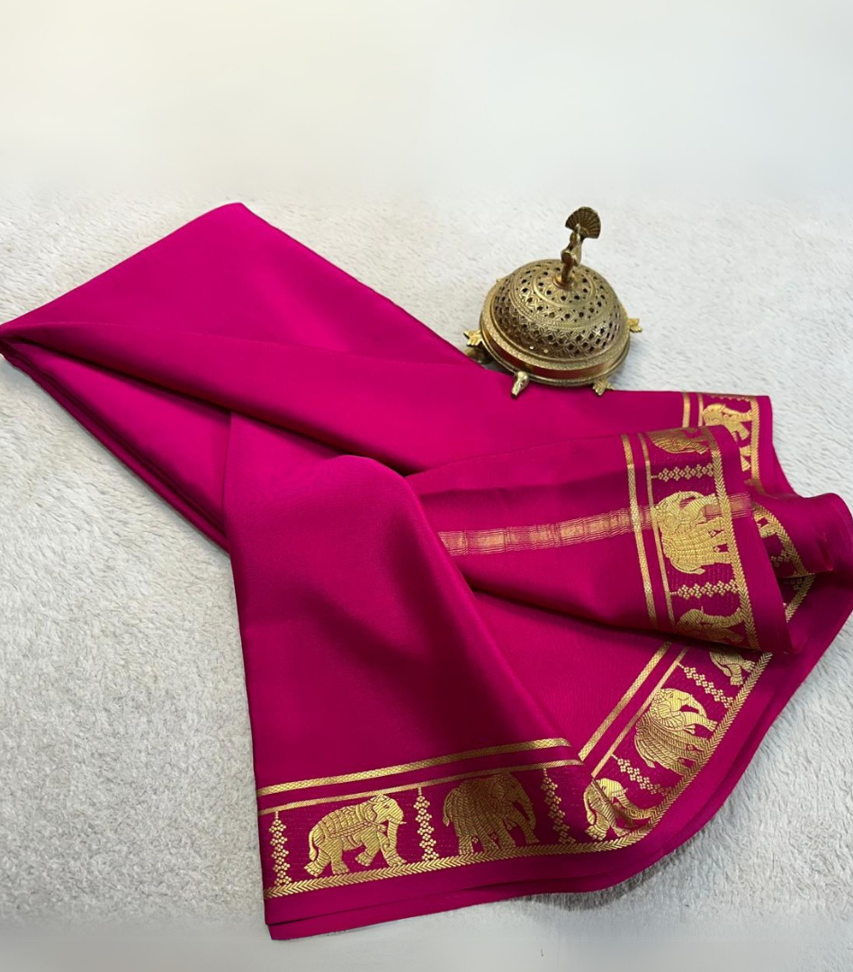 Pink Women Mysore Silk by Icultuer With Blouse