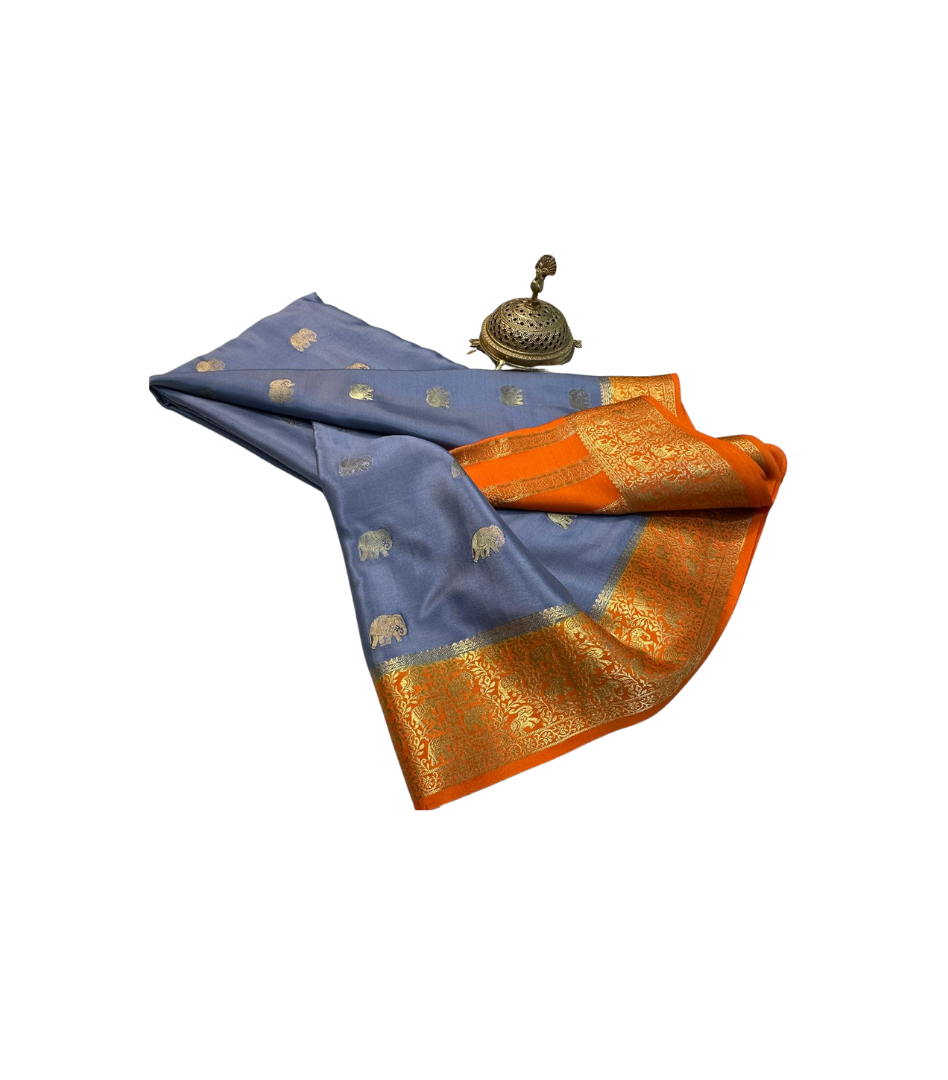 Pure Mysore Silk Digital Printed by Icultuer with Rich Pallu