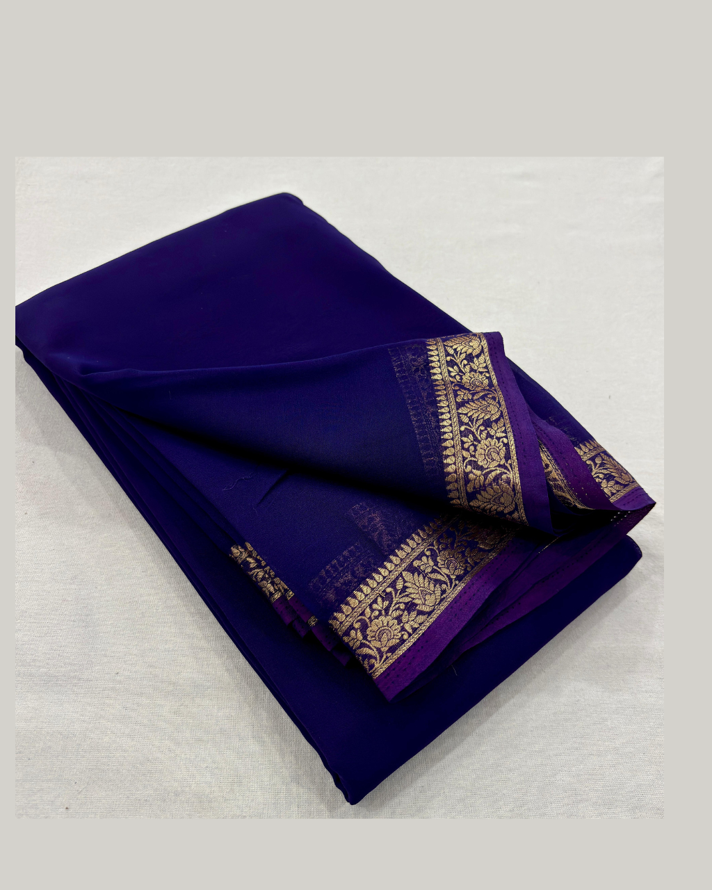 Blue Mysore Crepe by Icultuer  with Blouse