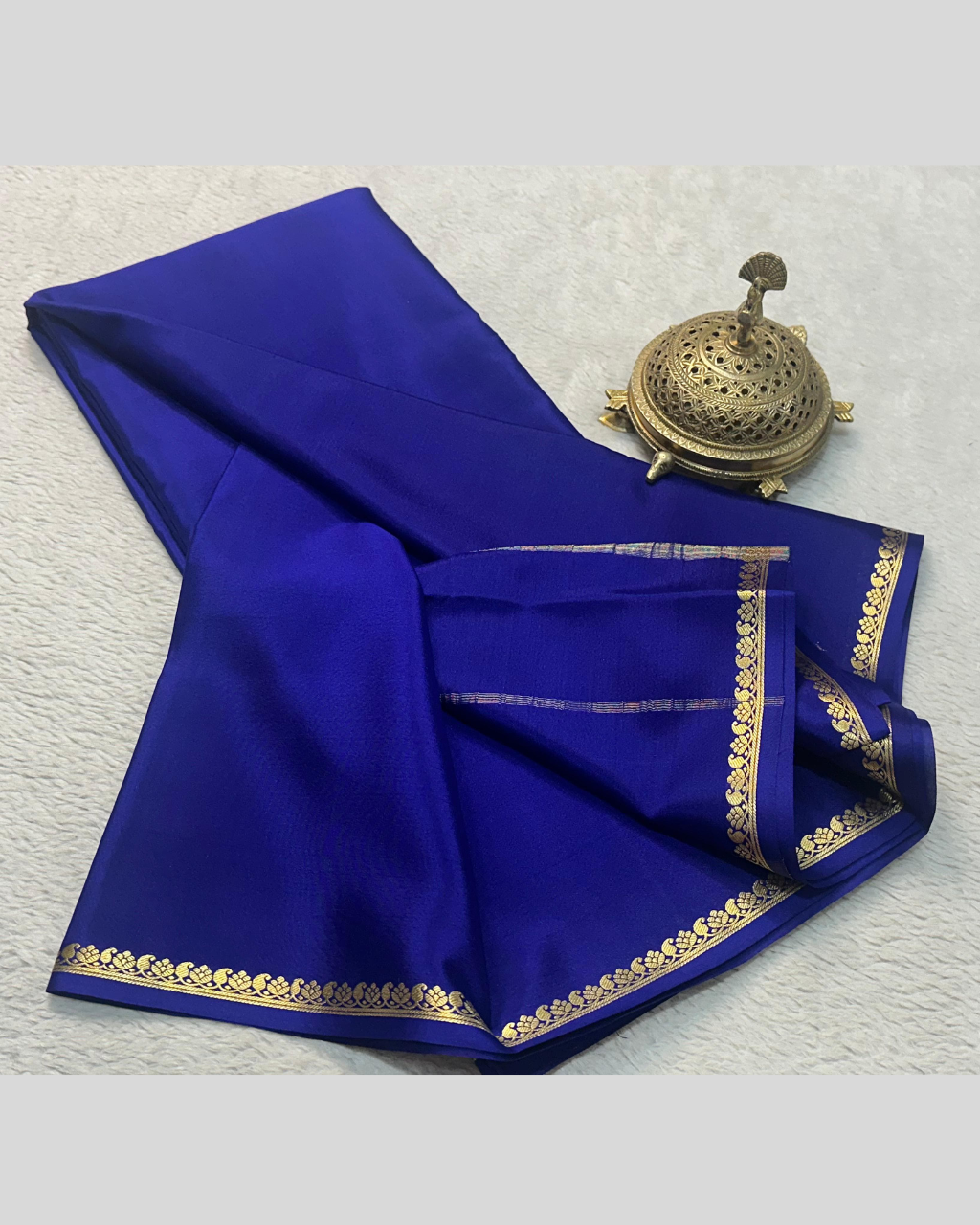Navy Blue Mysore Crepe Silk by Icultuers with Blouse.