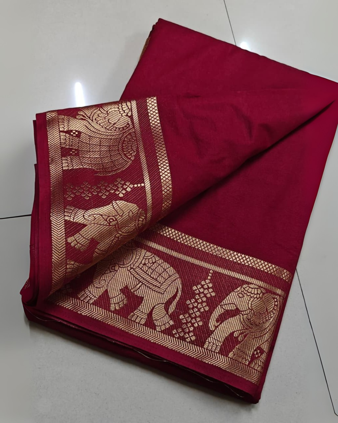 Maroon Stunning Mysore by Icultuer with Designer Golden Work