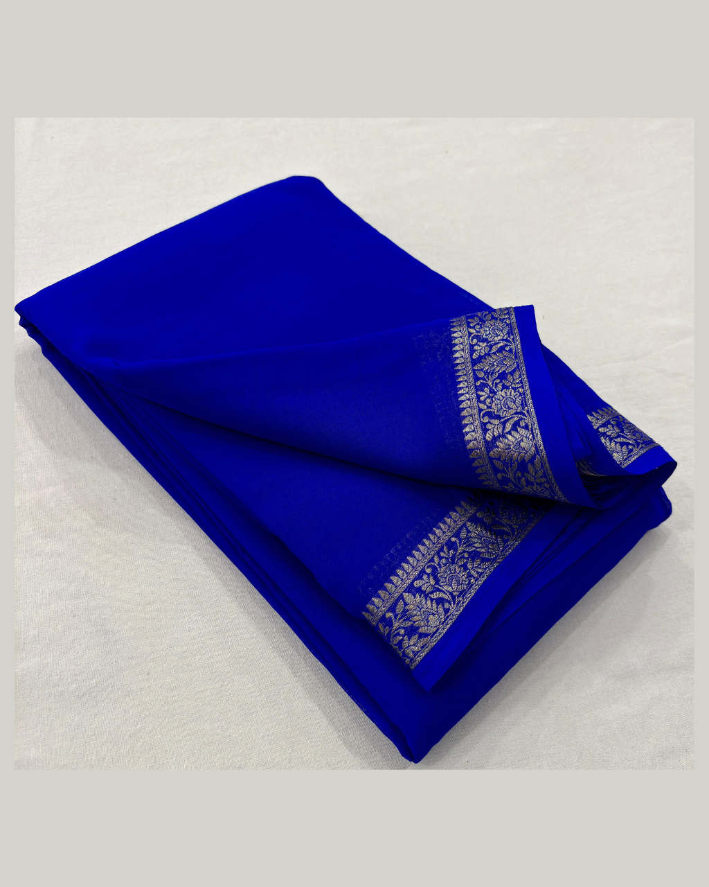 Women Royal Blue Mysore by Icultuer with Zari Border