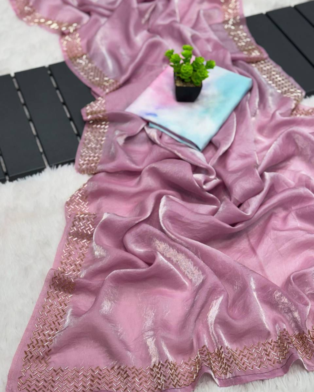 Pink Pure Tissue Silk by Icultuer with Sybori Print Blouse