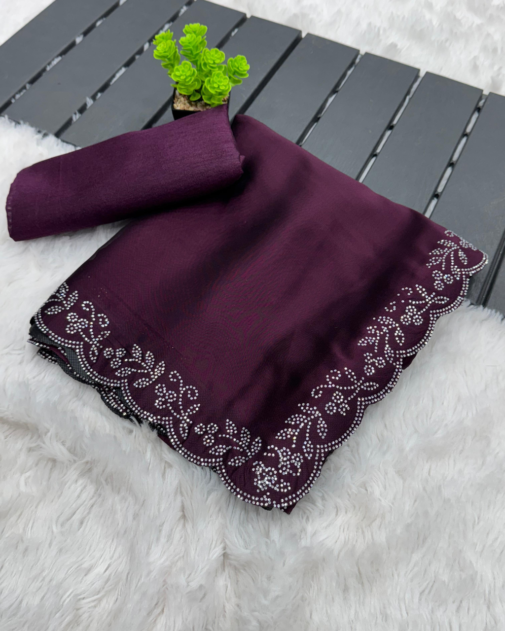 Purple Party Wear by Icultuer with Handmade Diamond Work