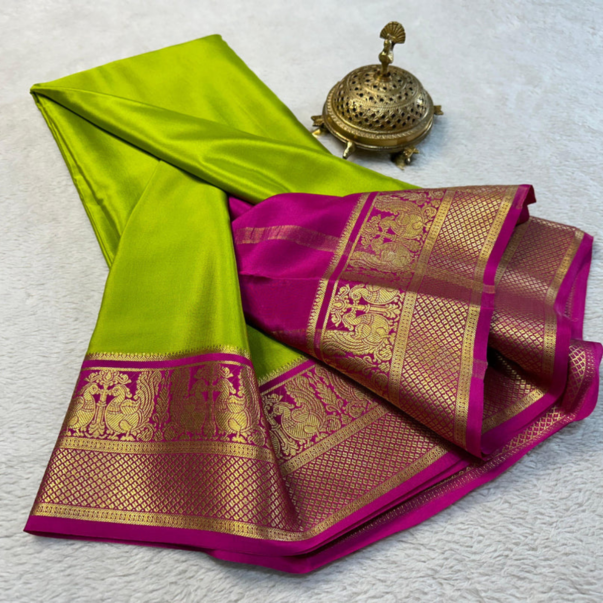 Mysore Silk by Icultuer, Contrast Zari Border,  Rich Pallu and Blouse