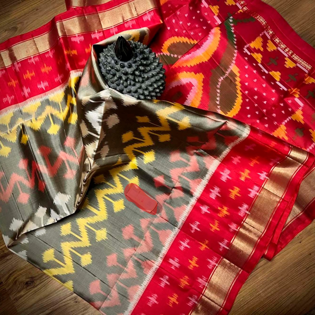 Silk Semi Double Ikkat Patola by Icultuer with Blouse