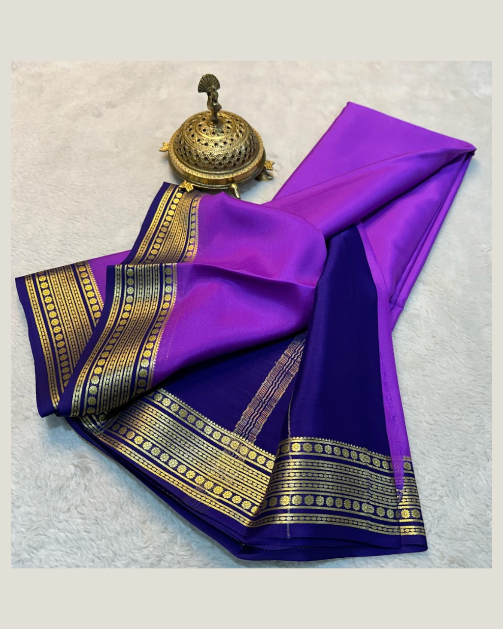 Mysore Crepe Silk by Icultuer with Blouse Piece Purple Elegance