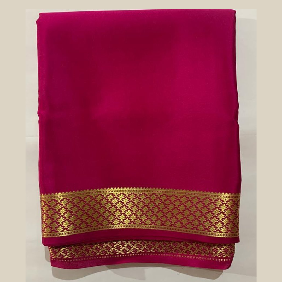 Mysore Silk by Icultuer With Golden Zari Pallu With Blouse - Pink