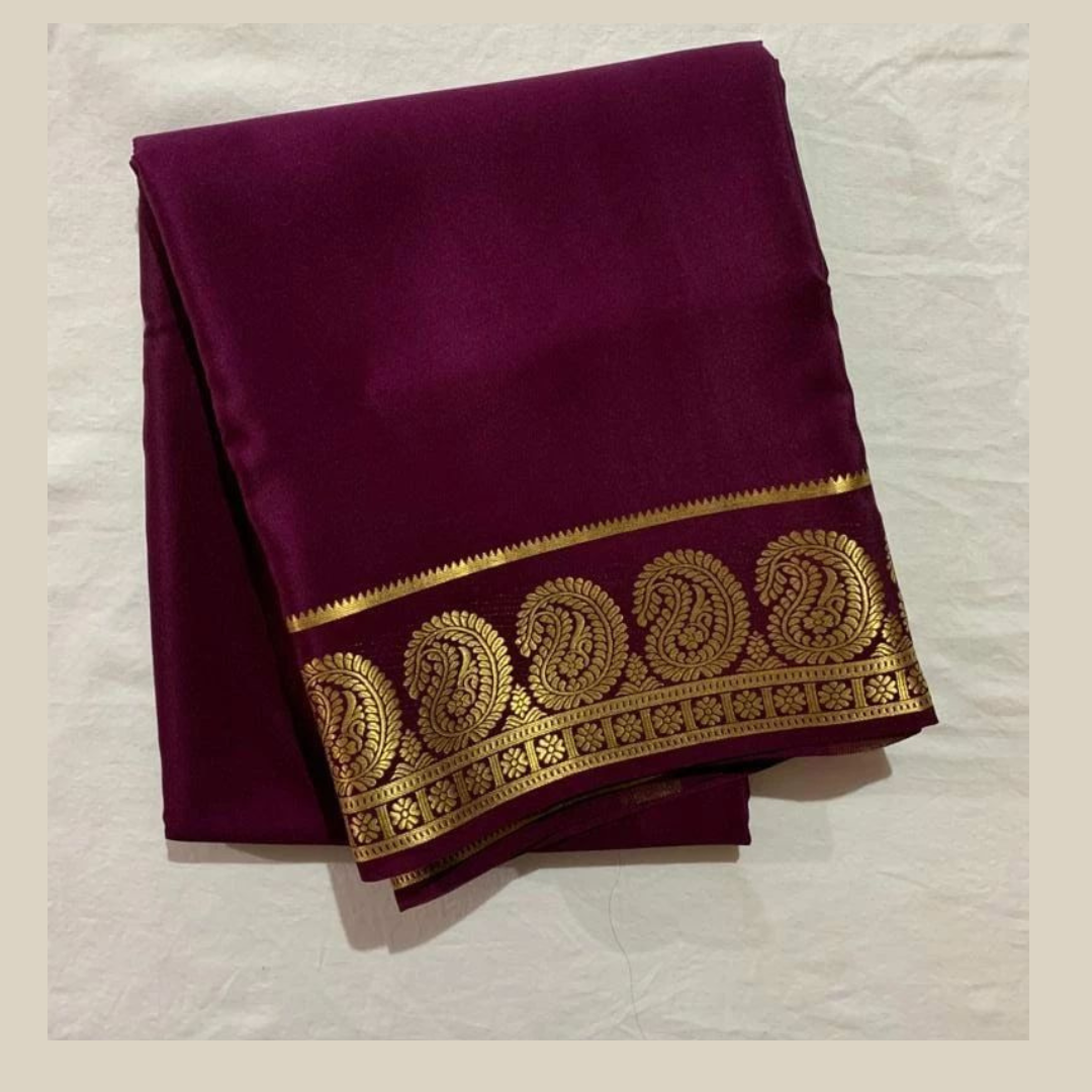 Wine color mysore silk by Icultuer with Blouse.