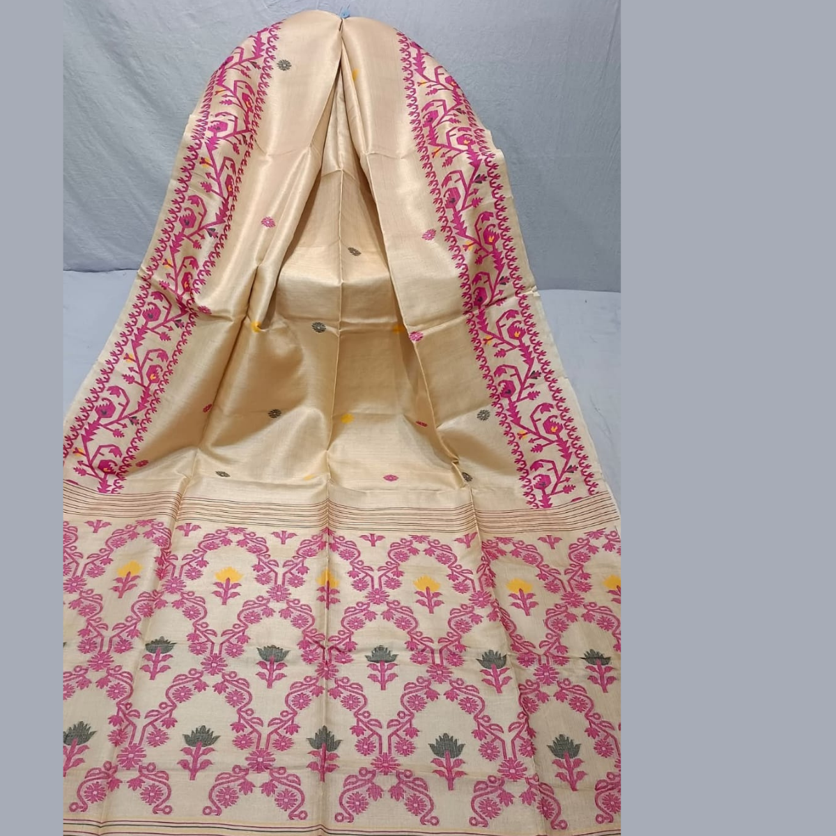Classic Kanchipuram Silk by Icultuer in Beige with Intricate Patterns