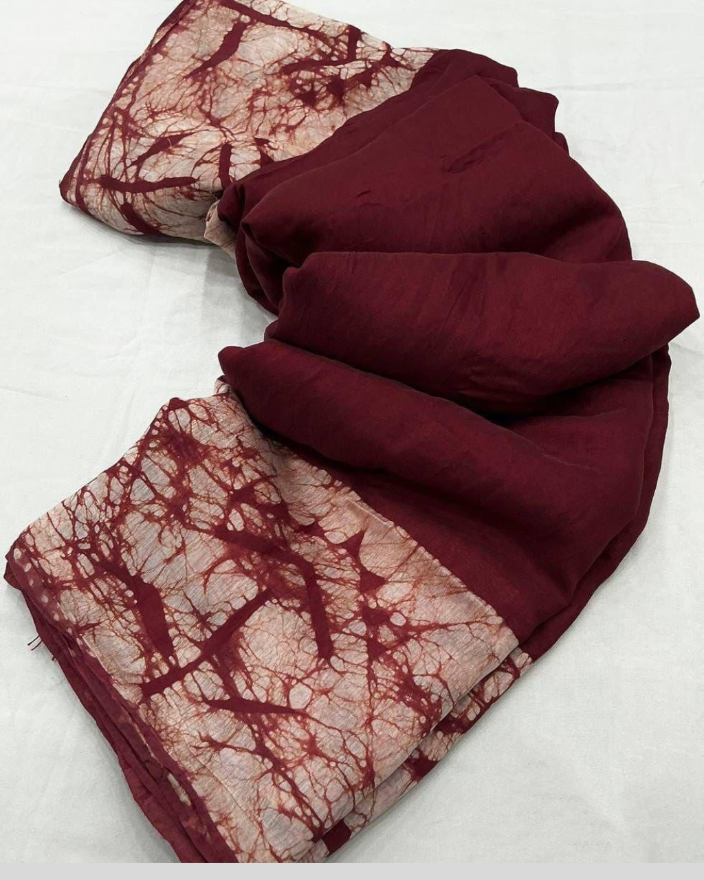 Red colour Pure Magic Cotton Batik Linen by Icultuer.