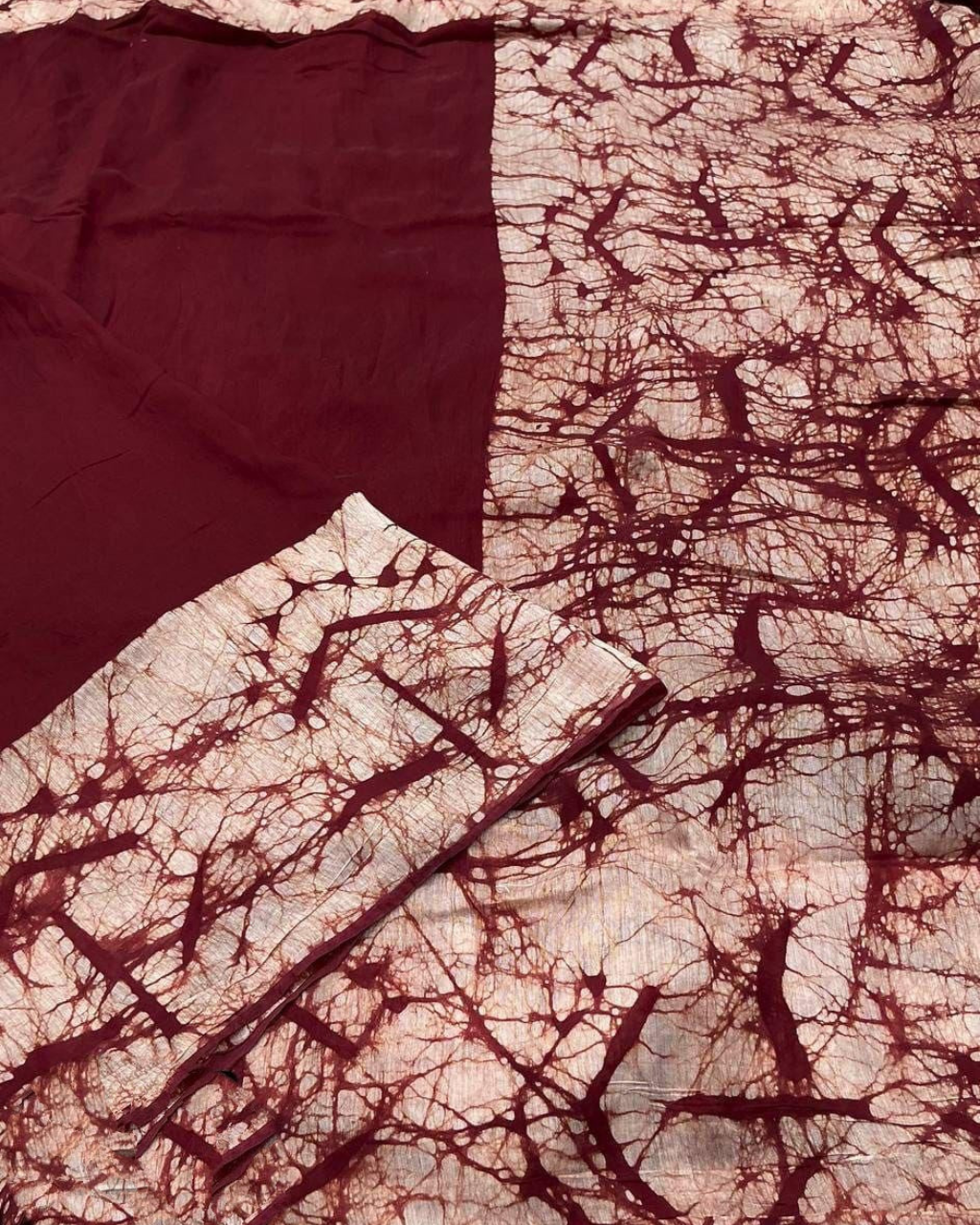 Red colour Pure Magic Cotton Batik Linen by Icultuer.
