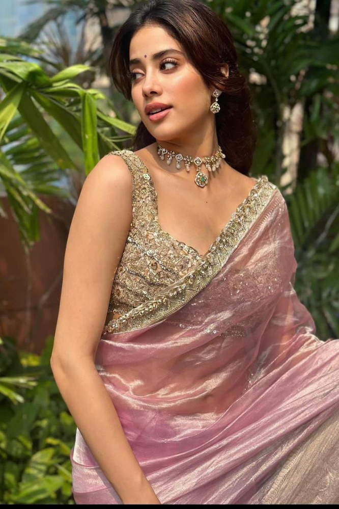 Partywear Soft Tissue Silk Gold Tone by Icultuer with Blouse