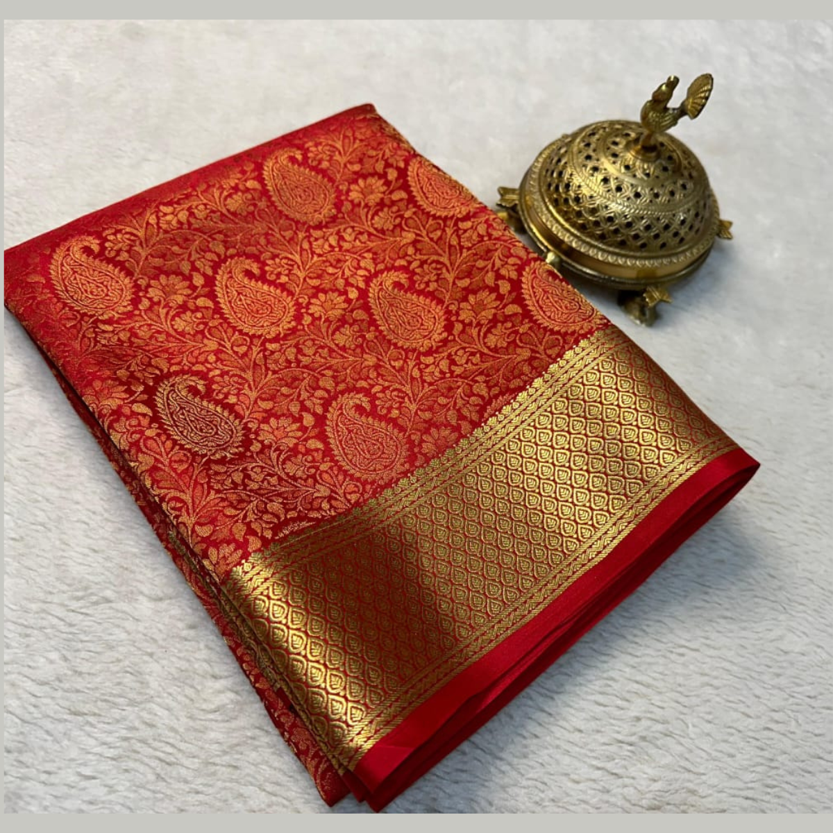 Red Mysore silk by Icultuer Rich Pallu with Blouse