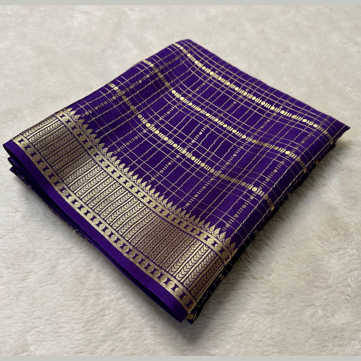 Navy Blue Soft Silk by Icultuer Silver With Zari Border