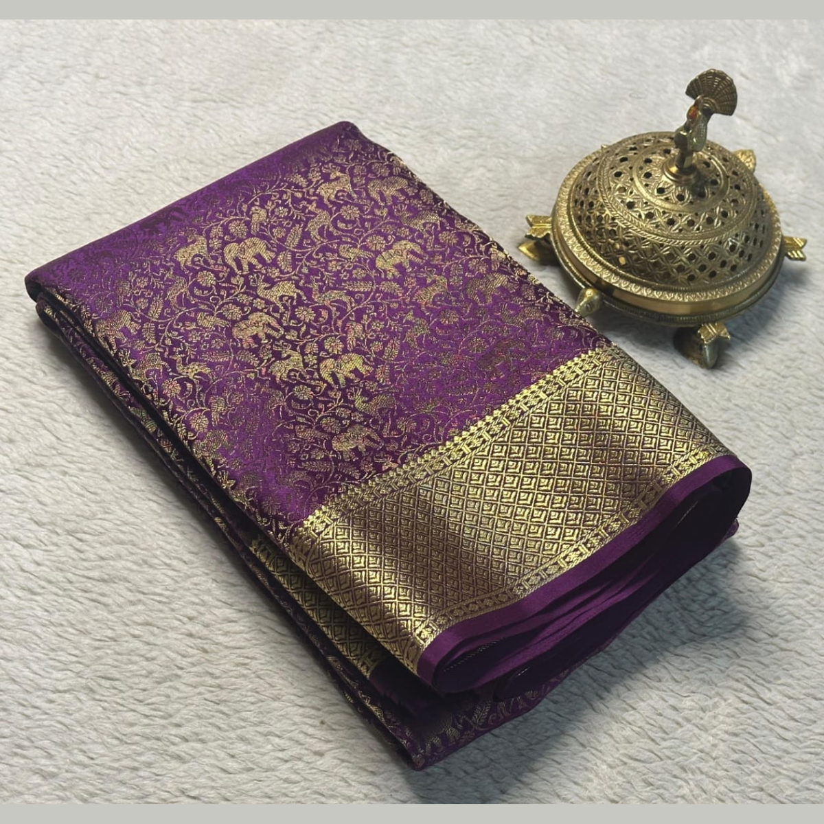 Dark Purple Mysore Soft Silk by Icultuer