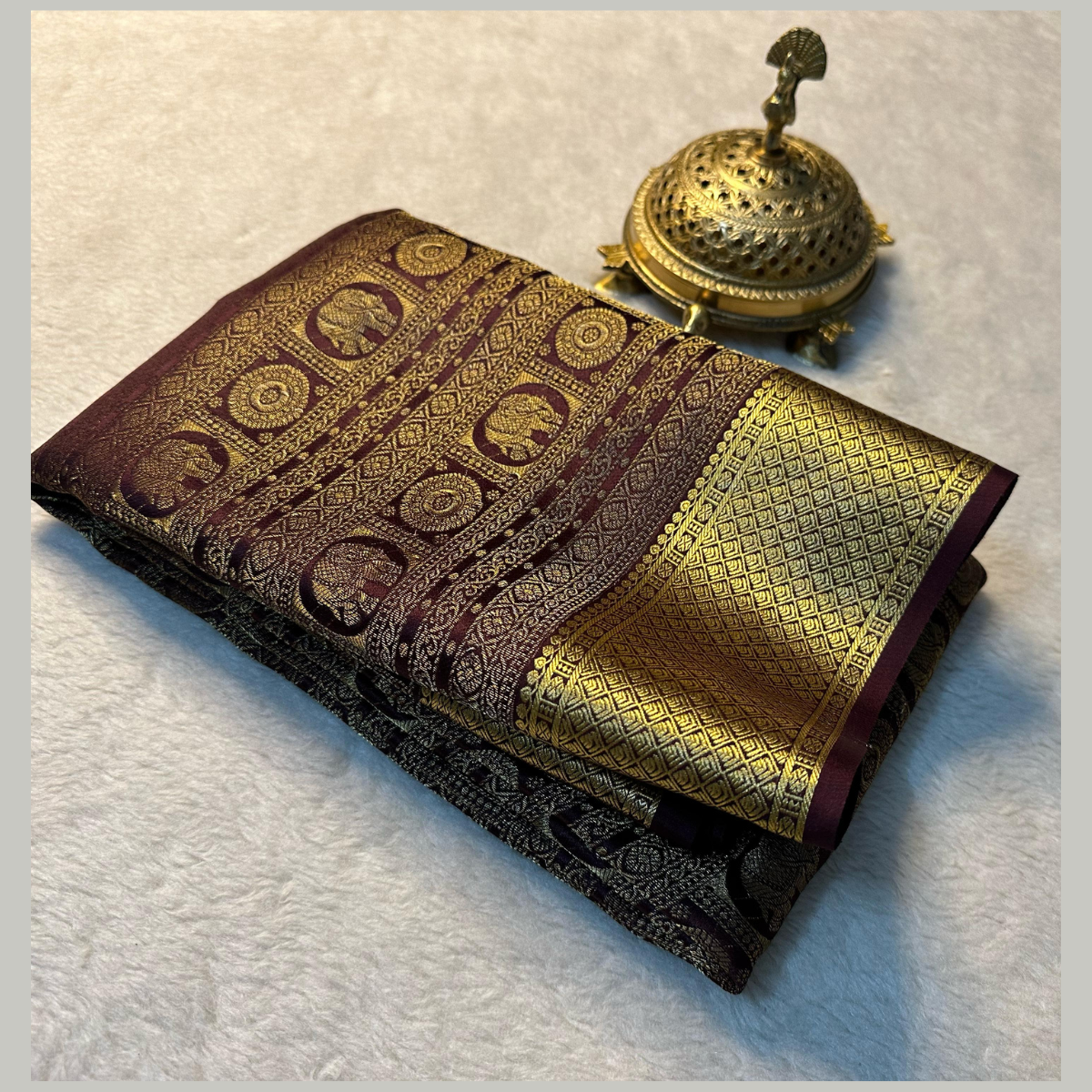 Bridle colour Brocade Mysore crepe Silk by Icultuer