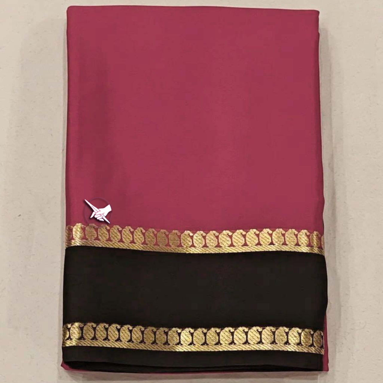 Rani Color Mysore Silk by Icultuers In Beautiful Zari Border