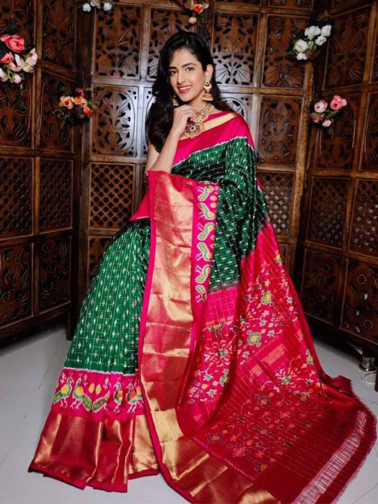 ikkat  Printed handloom Soft Silk by Icultuer