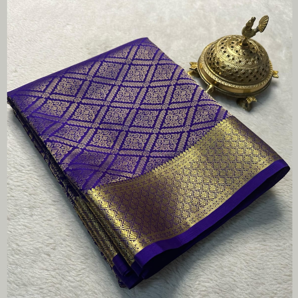 Dark Purple Brocade by Icultuer with Blouse .