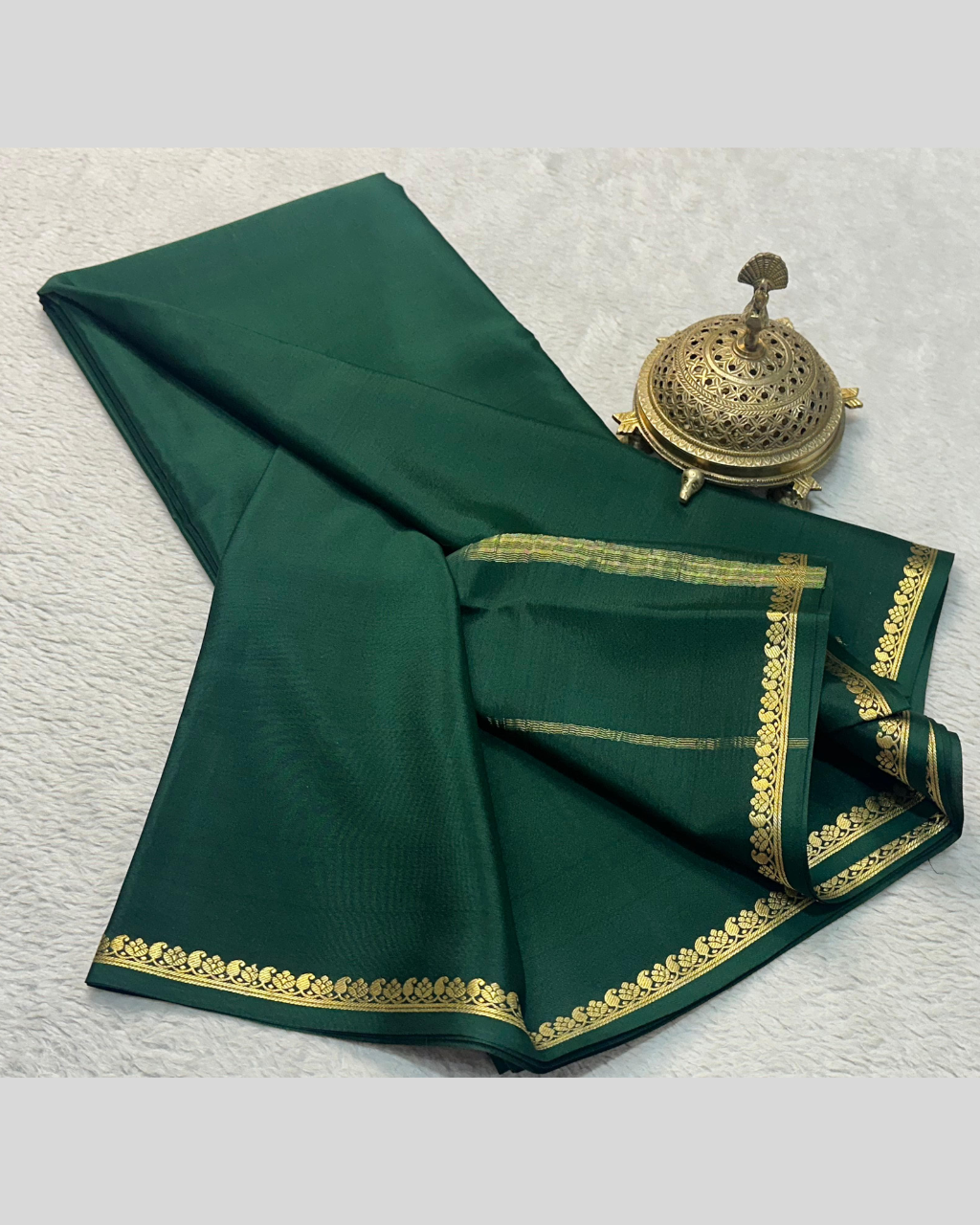 Small Border Green Mysore Silk by Icultuer for women