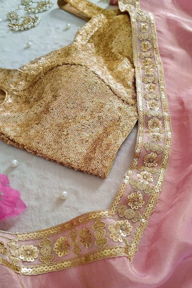 Partywear Soft Tissue Silk Gold Tone by Icultuer with Blouse