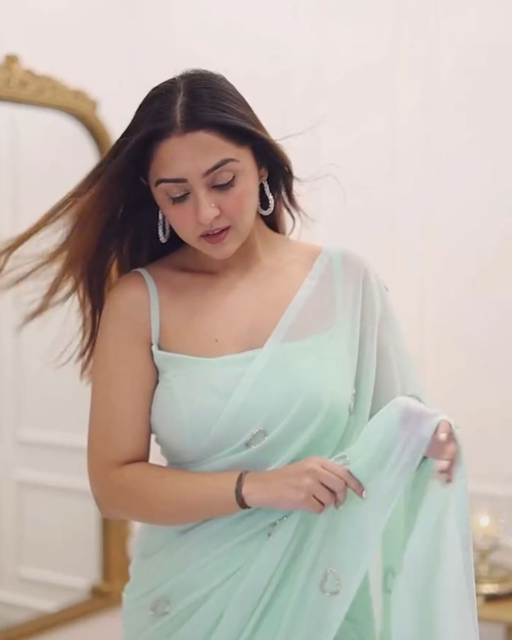 Light Blue Georgette by Icultuers For Party Wear.