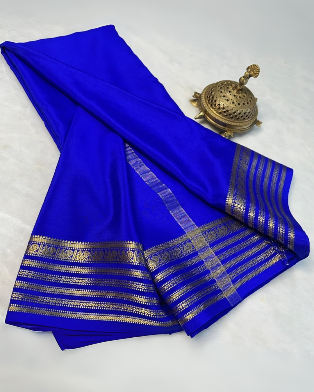 Blue Classic Mysore Silk by Icultuer with Zari Pallu