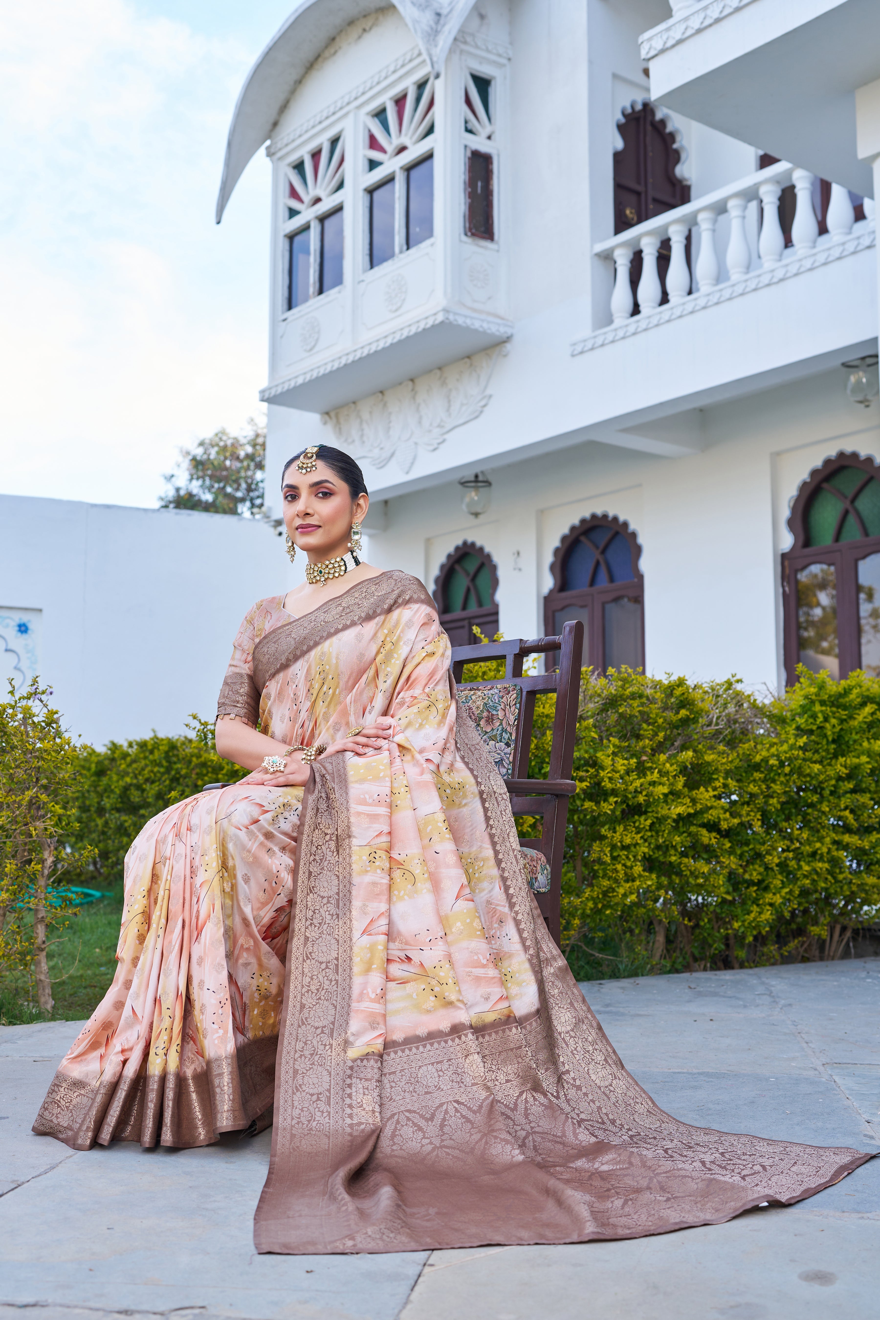 Vibrant Digital Motifs on Luxe Linen Silk