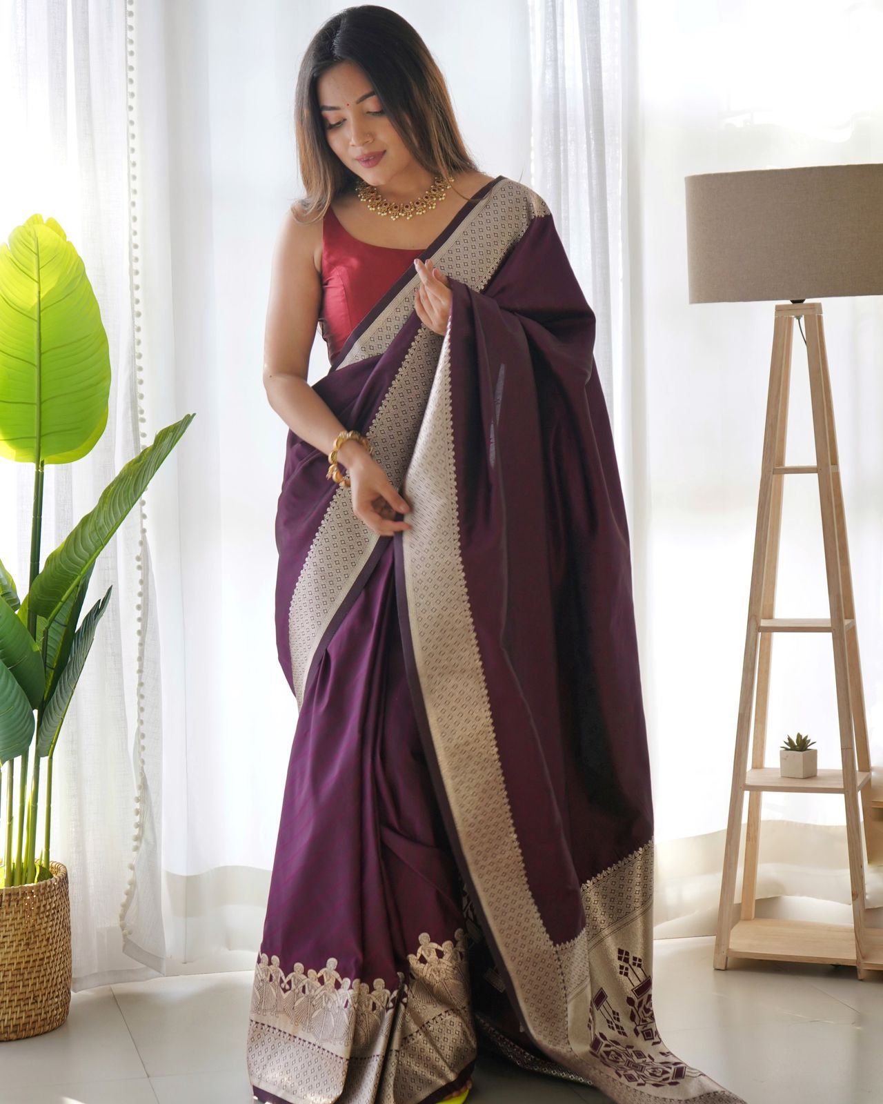 Purpule Pure Zari Golden Weaving by Icultuer