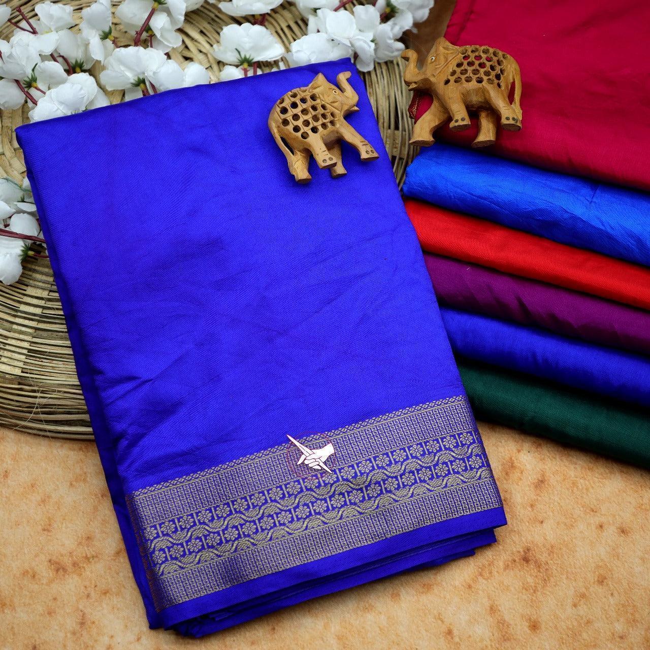 Elegant Traditional Mysore Silk Saree – Zari Border Perfection