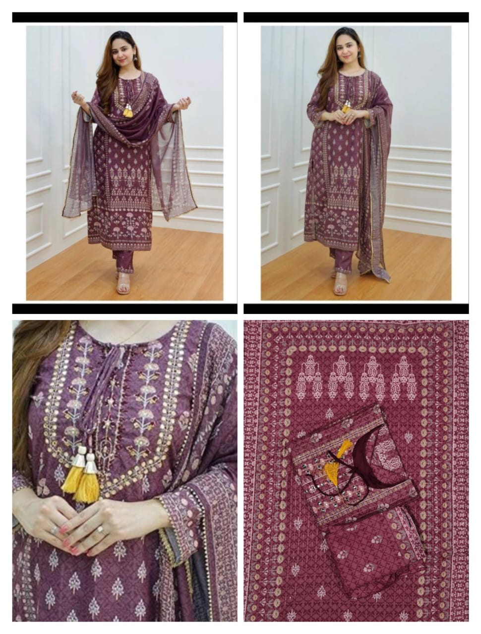Maroon Muslin Soft Kurti Set Pant with Dupatta