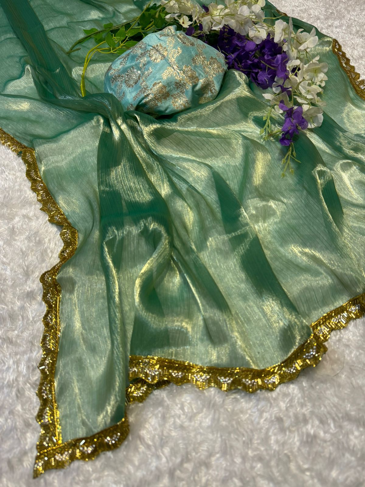 Green Bollywood Pure Jimi Chu Soft Silk by Icultuer