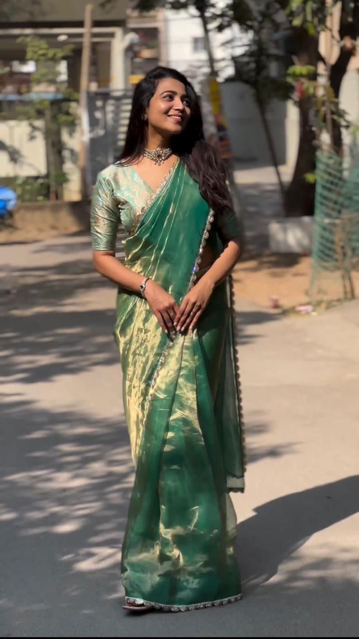 Green Bollywood Pure Jimi Chu Soft Silk by Icultuer