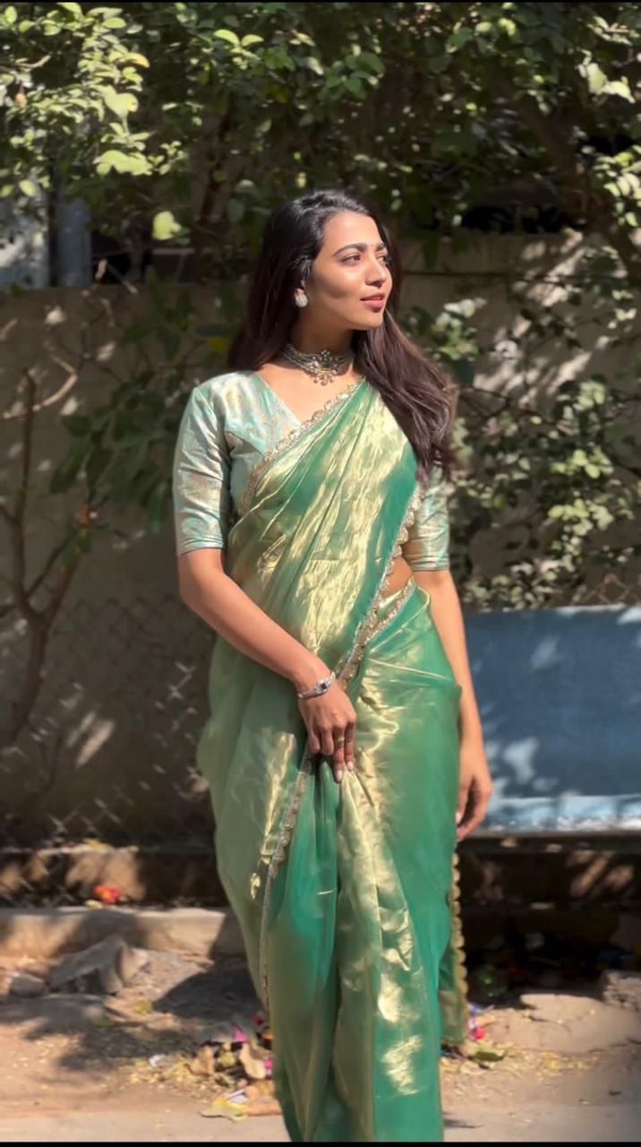 Green Bollywood Pure Jimi Chu Soft Silk by Icultuer