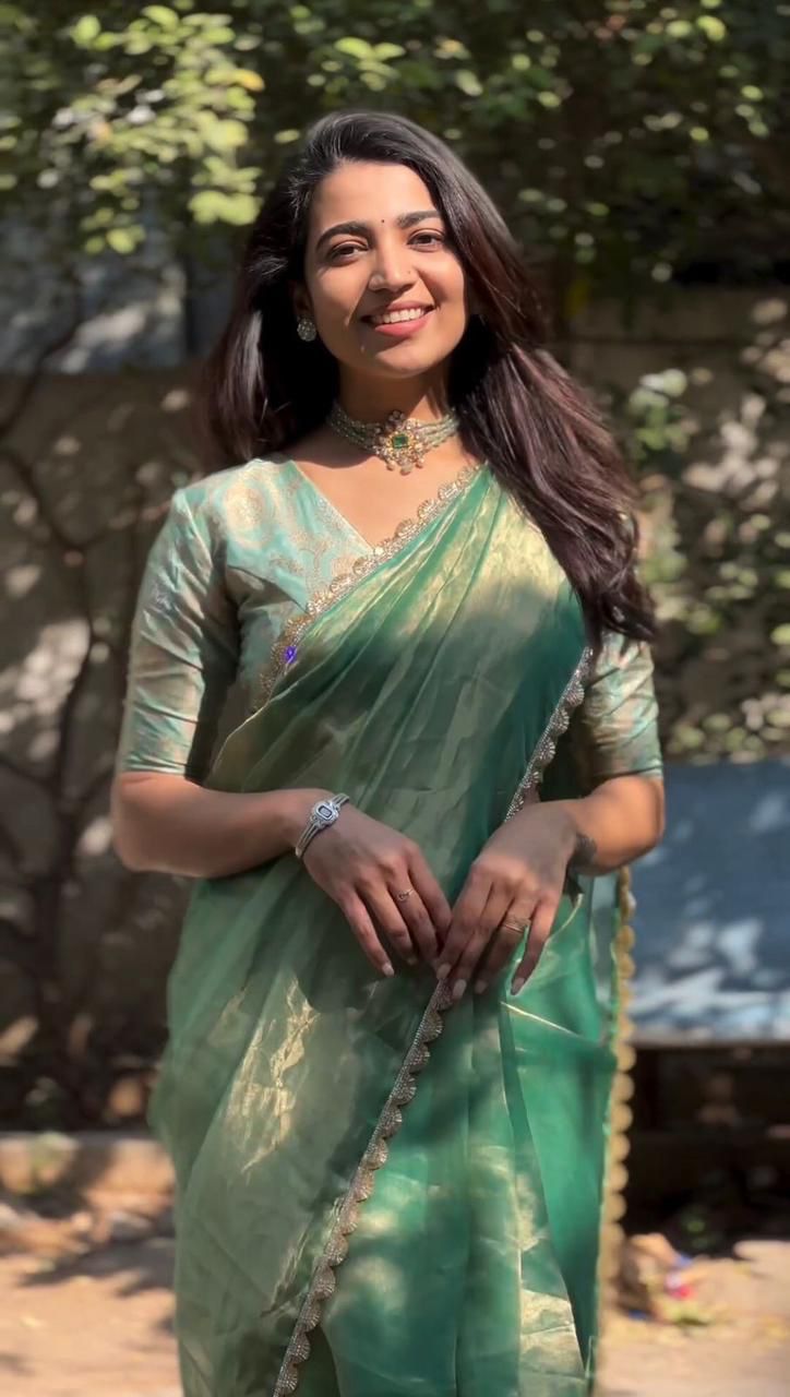 Green Bollywood Pure Jimi Chu Soft Silk by Icultuer