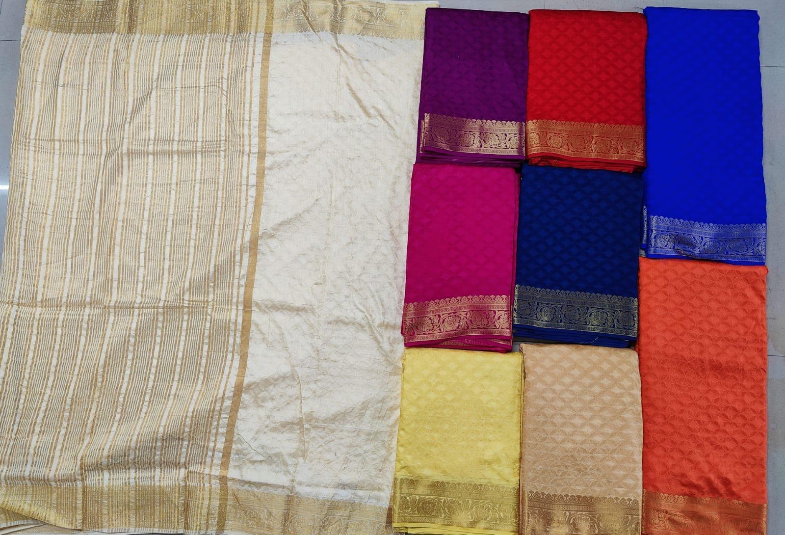 Premium Traditional Mysore Silk Sarees – Zari Border Perfection