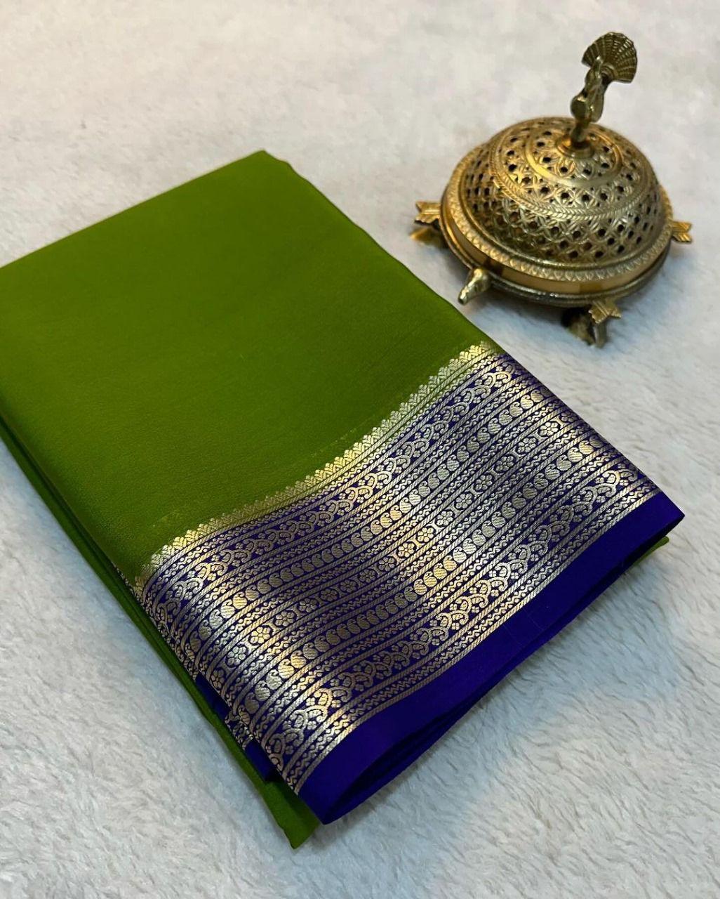 Traditional Mysore Crepe Soft Silk by Icultuers – Handcrafted Perfection