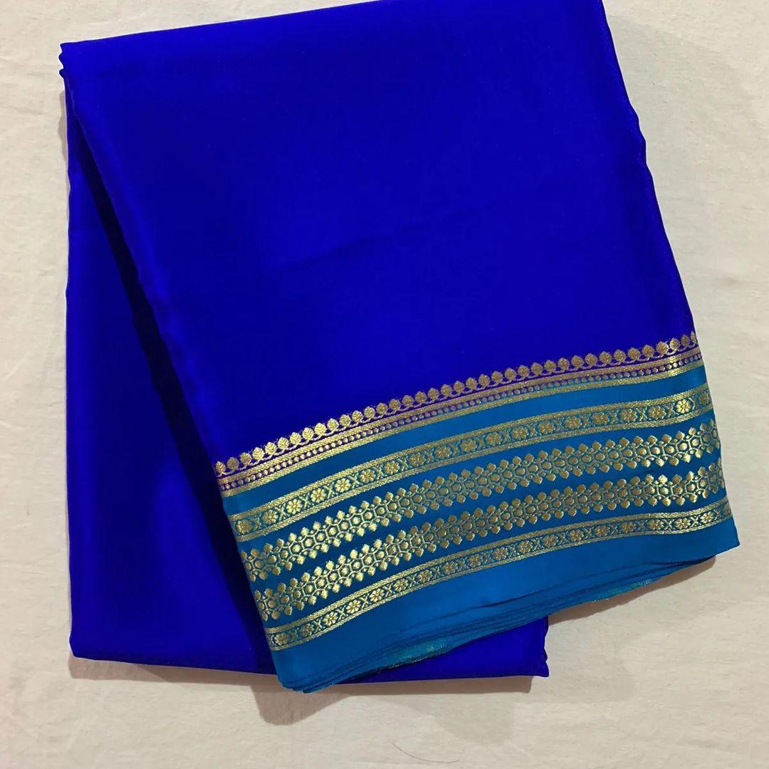 Regal Reflections: Pure Mysore Silk with Royal Borders