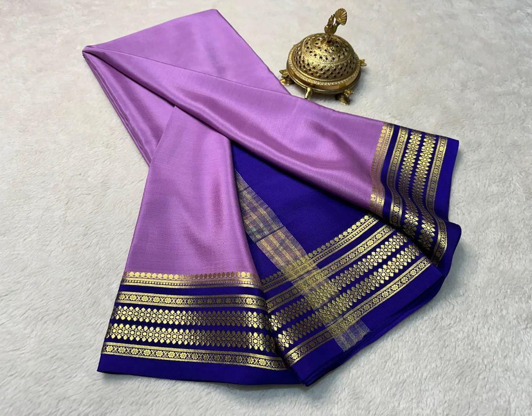 Dazzling Contrast: Mysore Silk with Bold Borders