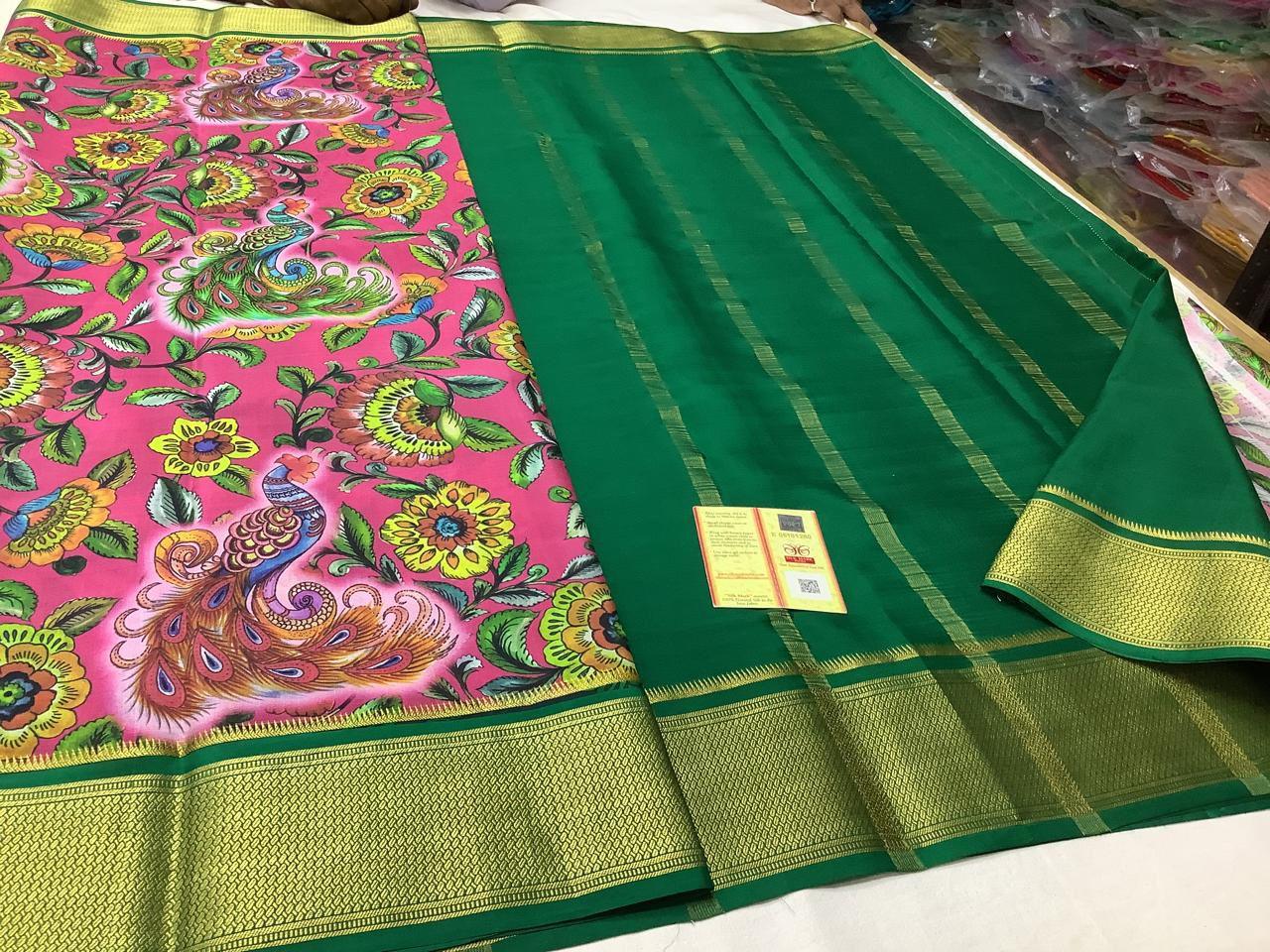 Mysore Printed Floral Silk Sarees for Timeless Elegance