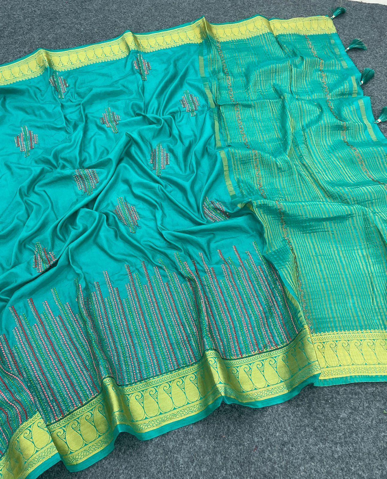 Premium Embroidered Silk Saree With Blouse – Elegant Ethnic Wear