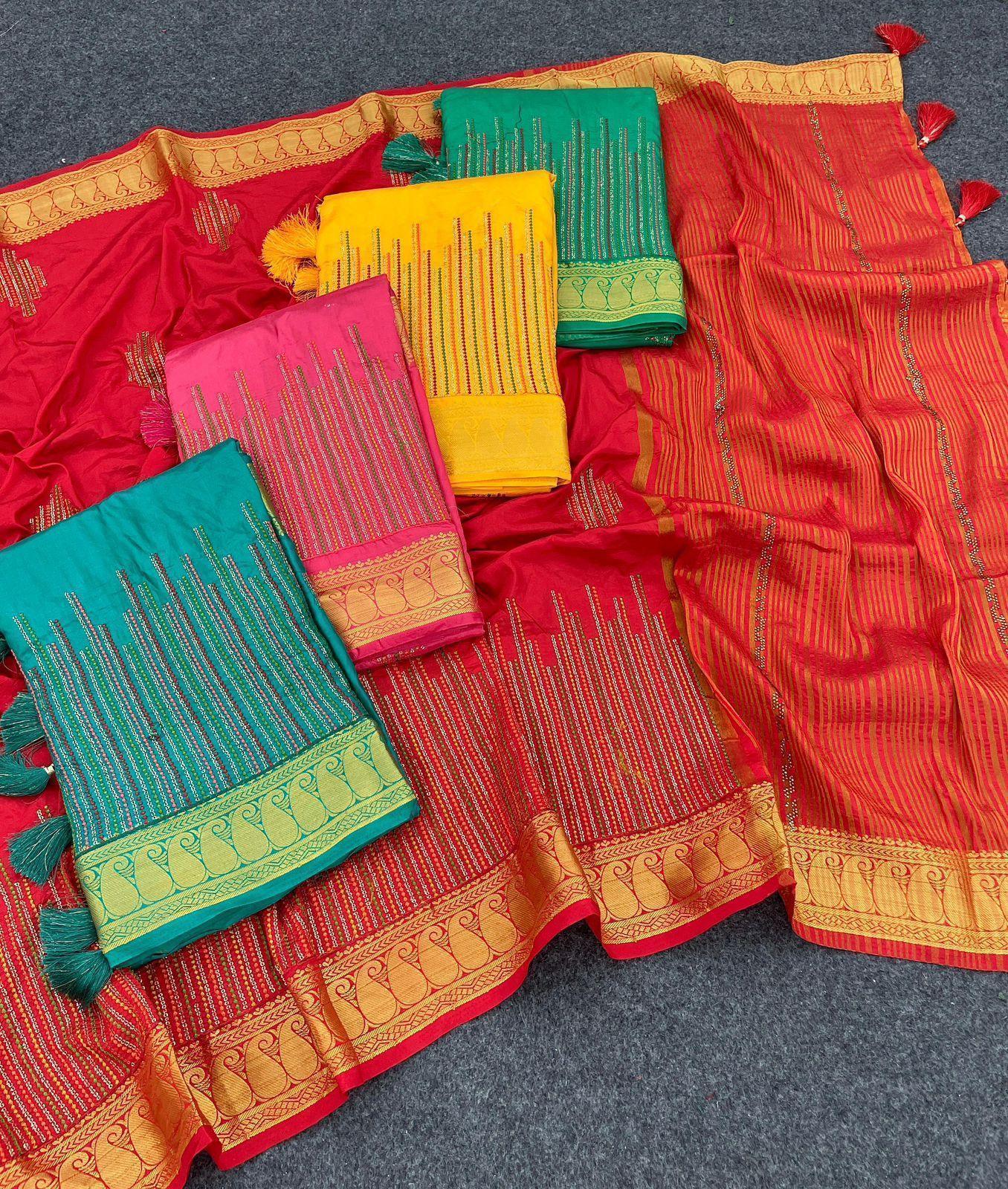 Embroidered Designer Silk Saree With Blouse – Stunning Party Wear