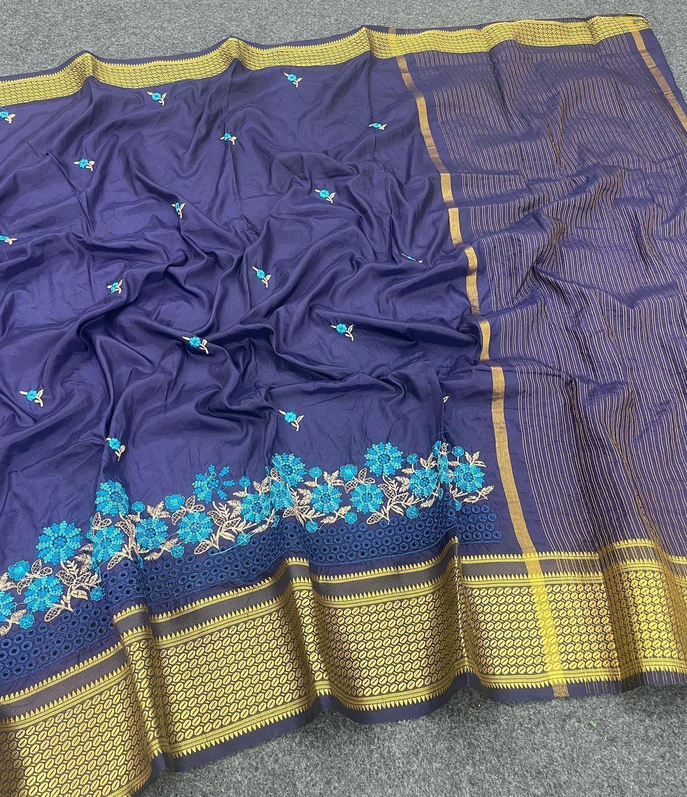 Beautiful Embroidered Silk Saree With Embroidered Blouse – Wedding Special