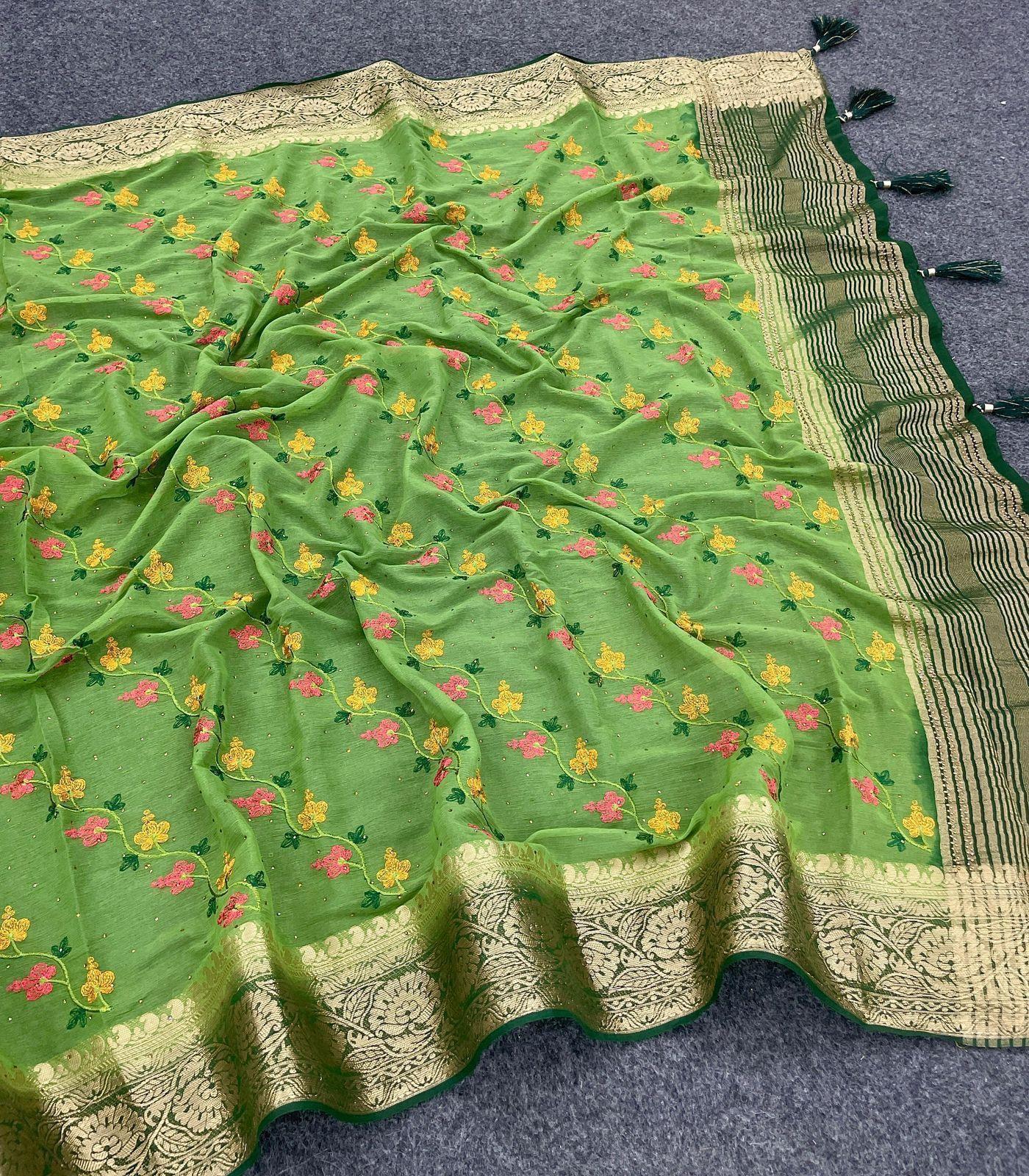 Designer Silk Saree With Heavy Embroidered Blouse – Royal Collection